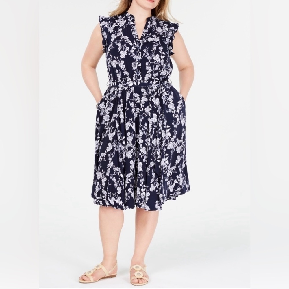 Charter Club  Size Belted Floral Dress Plus Size 16
